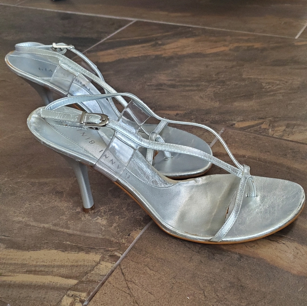 Gianni Bini silver strappy heels